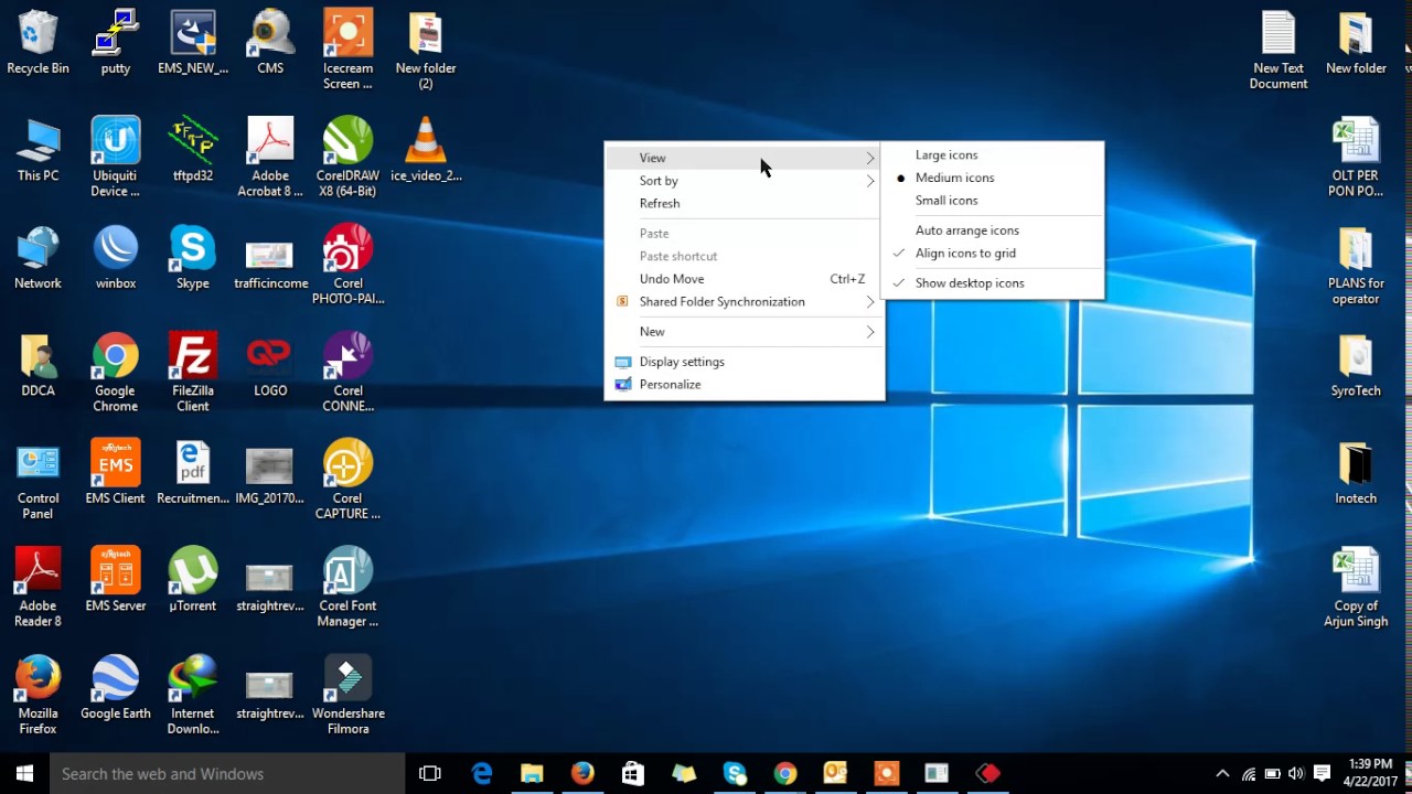 desktop icon settings windows 10 show